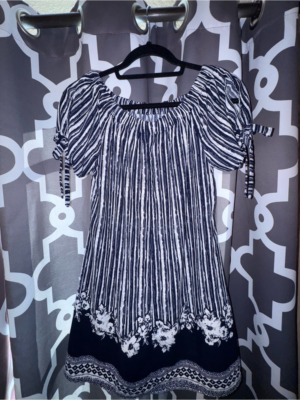 Xhilaration Navy and White Striped Dress